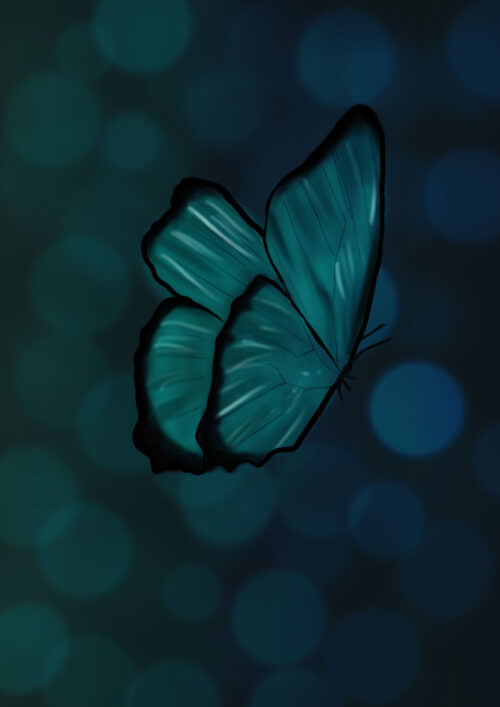 green and black butterfly digital art poster for print and wall decor